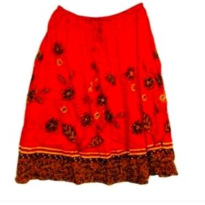 Avenue Plus Red Boho Cotton Drawstring Skirt Size 22/24